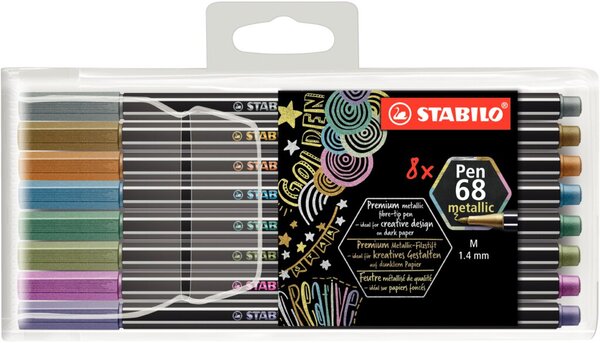 Fasermaler Pen 68 metallic 8er Etui, Strichstärke: 1,4 mm (M)