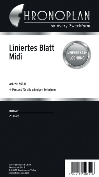 Chronoplan liniertes Blatt Midi 