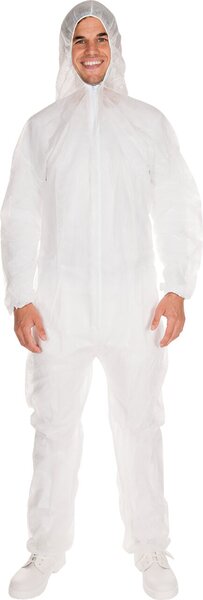 Overalls mit Kapuze PP weiß Gr. XXL PP, Reißverschluss
