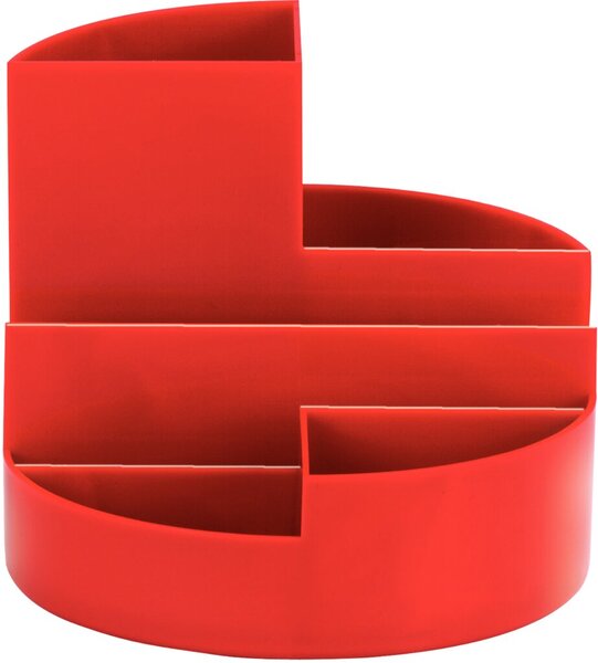 Rundbox rot 6 Fächer m. Brief- und Zettelfach Ø 14cm, Höhe 12,5cm