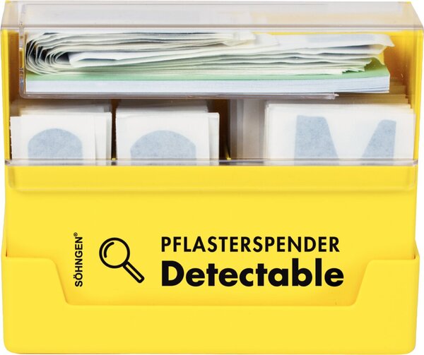 Pflasterspender gelb, Pflaster detectable gefüllt aus ABS-Kunststoff.
