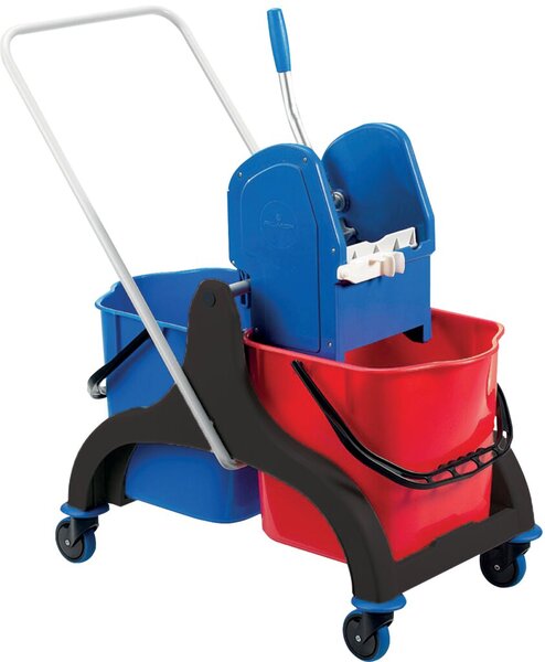 Doppelfahrwagen Stilo, Kunststoff, 2 x 15l mit GVS Presse und Deichsel