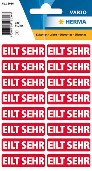 Textetiketten Eilt sehr 20 Blatt = 1 Pack