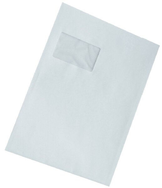 Versandtasche, FSC, C4, Haftklebung, mit Fenster, weiß, 120g, mit grauen