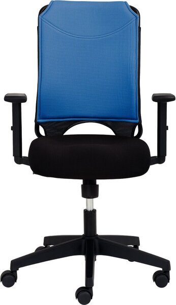 Drehstuhl 2333, mit Armlehnen, blau Sitz schwarz gepolstert