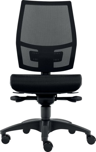 Bürodrehstuhl Ergo Mesh schwarz ohne Armlehen, Teppichbodenrollen