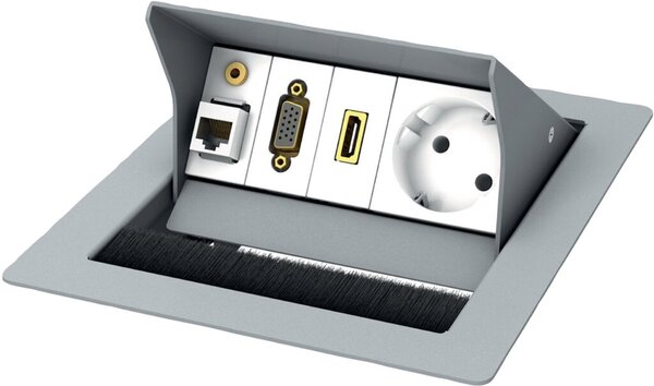 CablePort standart 2 Tischgehäuse, 2-fach VA komplett vorkonfektioniert