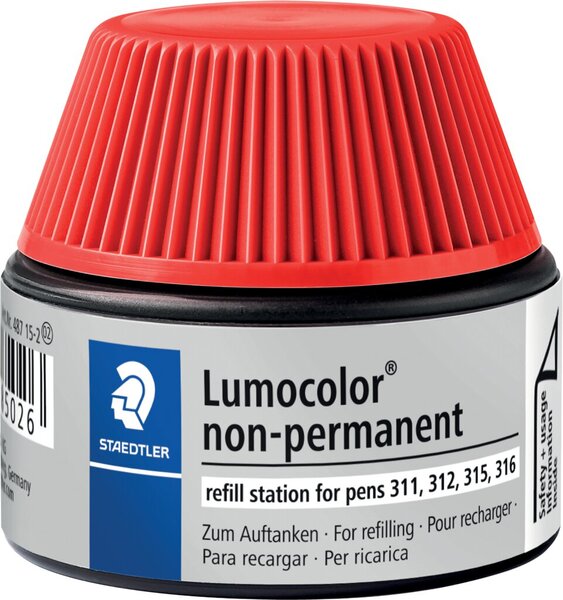 Nachfülltinte Lumocolor nonpermanent, rot, Inhalt: 15 ml