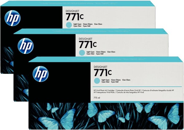 Tintenpatrone 771C hell cyan 3er-Pack, Standardkapazität 3x775ml
