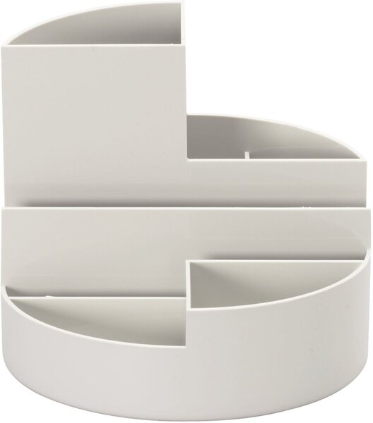 Rundbox grau 6 Fächer m. Brief- und Zettelfach Ø 14cm, Höhe 12,5cm