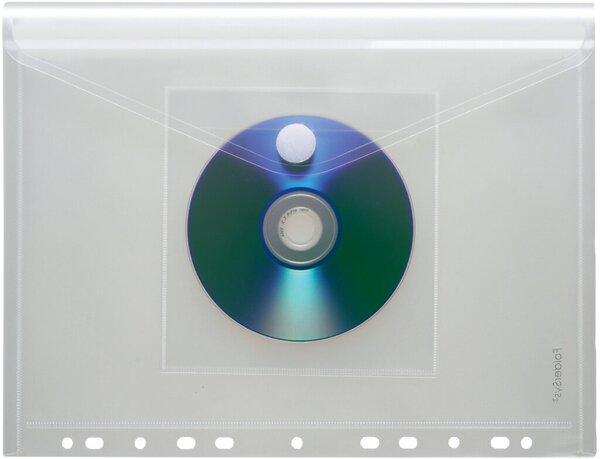 Umschlag A4, Lochrand, CD-Tasche farblos matt transparent