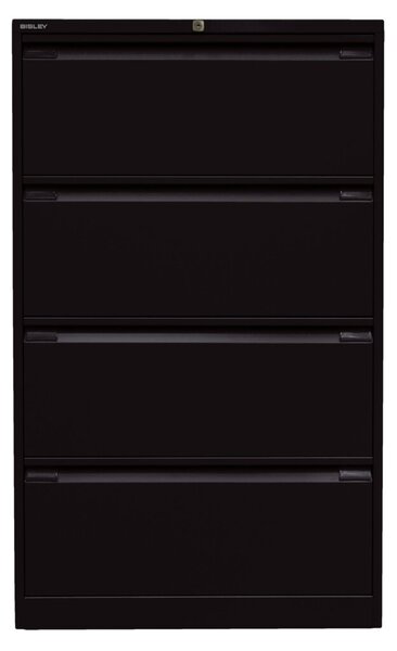 Hängeregistraturschrank, doppelbahnig, schwarz, 4 Hängeregistraturschubladen