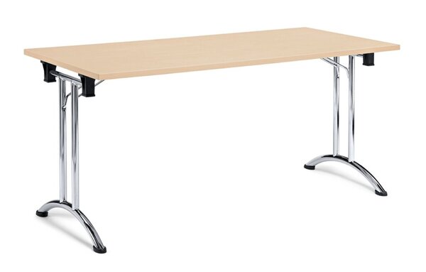 Klapptisch, 1600 x 700, ahorn/chrom, T-Fuß gebogen