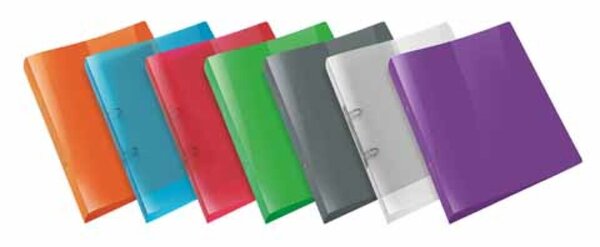Ringbuch A4 Propyglass lila, rot, grün, blau transp.