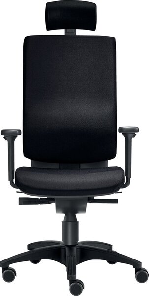 Bürodrehstuhl Cube L, mit Armlehen mit Kopfstütze, schwarz, bis 120 kg