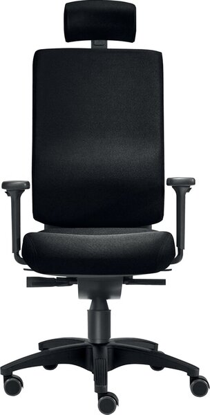 Bürodrehstuhl Cube L, mit Armlehen mit Kopfstütze, schwarz, bis 120 kg