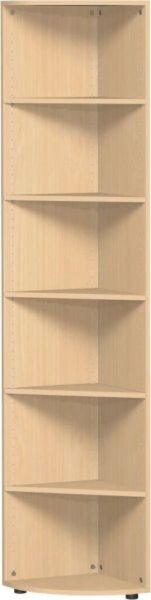 Eckabschlußregal 6 OH 2160x400x400 mit Standfüßen, Buche, Flex