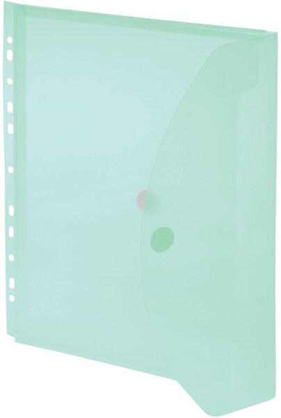 Umschlag A4, Dehnfalte, Abheftrand grün transparent