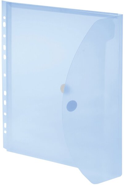 Umschlag A4, Dehnfalte, Abheftrand blau transparent