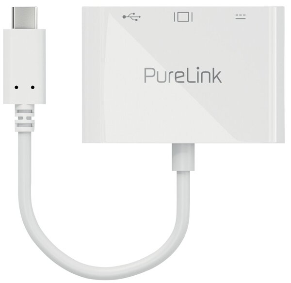 Adapter USB-C auf Multiport iSerie 0,10m, weiß, mit Buchsen für
