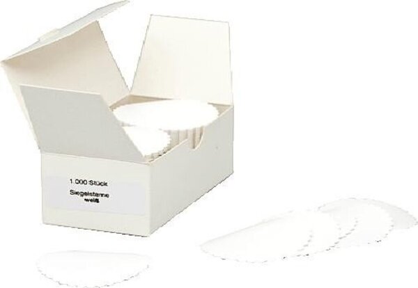 Siegelsterne weiß, Ø 51 mm, gum. gewellter Rand