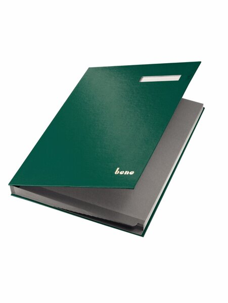 Unterschriftsbuch, 19 Fächer, grün, dehnbarer Rücken,
