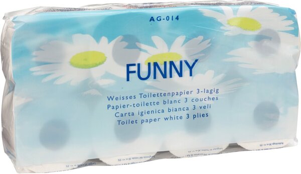 Toilettenpapier "Funny" 3-lagig Zellstoffpapier mit Motivprägung