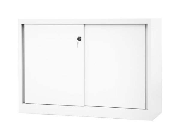 Schiebetürenschrank ECO, 1 Fachboden 2 Ordnerhöhen, verkehrsweiß
