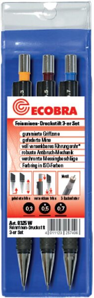 Ecobra Druckbleistift-Set mit 3 Stiften in 0,3/0,5/0,7 mm