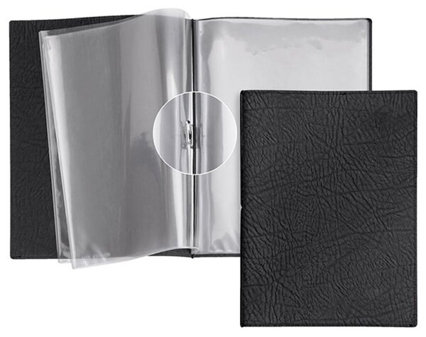 Sichtbuch A4 Vintage schwarz mit 5 Doppelhüllen, mit Gummizug