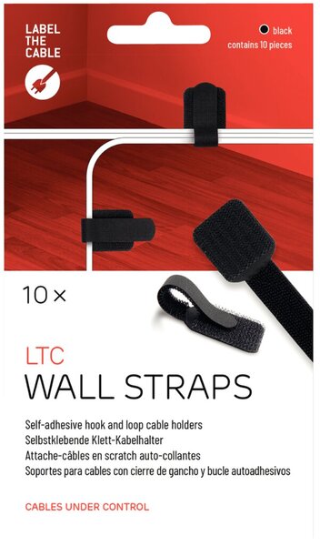 Label-The-Cable Wall 10er Set schwarz, 10 selbstklebende