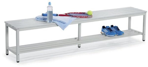 Sitzbank, 440 x 1500 x 365 mm, Stahlgestell, Kunststoffleisten,