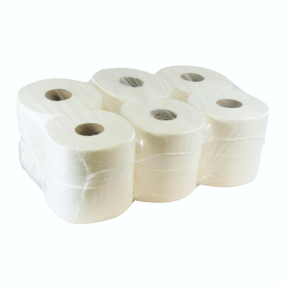 Toilettenpapier Großrolle 2-lagig, Zellstoff, hochweiß,170 m | 12 Rollen/Sack passend für Spender: ||70134||, ||70139||, ||70142||, ||70143||, ||70133|| 
