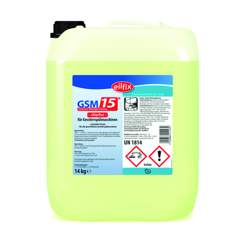 GSM 15 OC | 14 kg Intensiv-Reiniger flüssig -chlorfrei- für Geschirrspülmaschinen