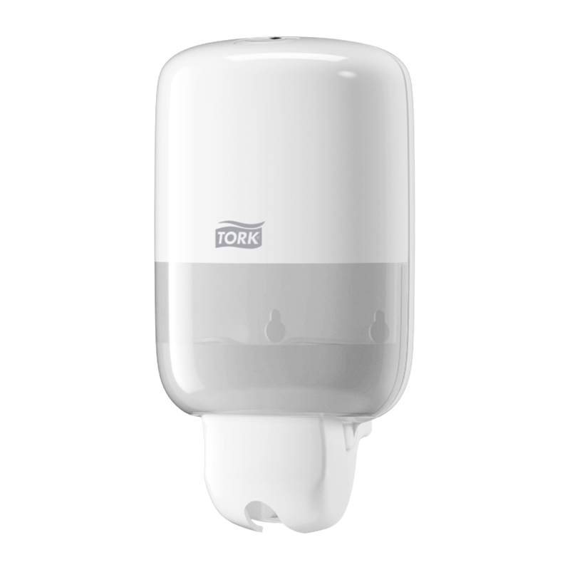 Tork Seifenspender "Mini S2" | weiß für Flüssigseife, Artikel 36078 verwenden, abschließbar Tork Seifenspender "Mini S2" | weiß für Flüssigseife, Artikel 36078 verwenden, abschließbar