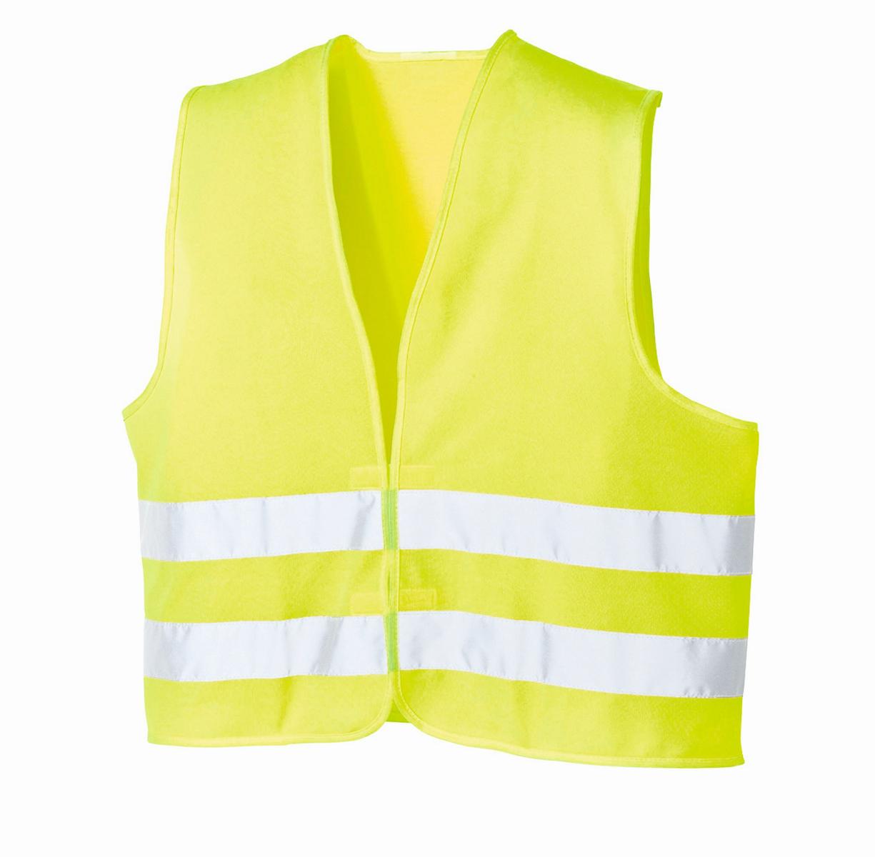 Warnweste aus 100% Polyester, Einheitsgröße XXL | leuchtgelb mit zwei horizontalen Reflexstreifen und Klettverschluss