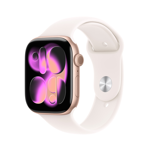 Apple Watch Series 11 46 mm Aluminium (GPS+Cellular) Sportarmband M/L  blassrosa, roségold