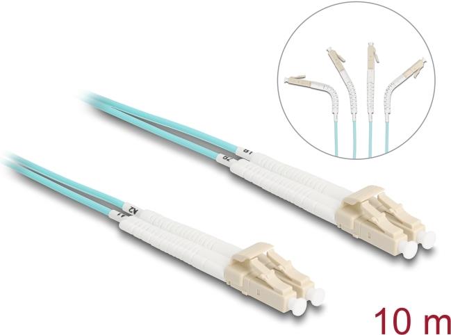 DELOCK LWL Kabel LC Duplex zu LC Duplex Multimode OM3 winkelbar 10 m