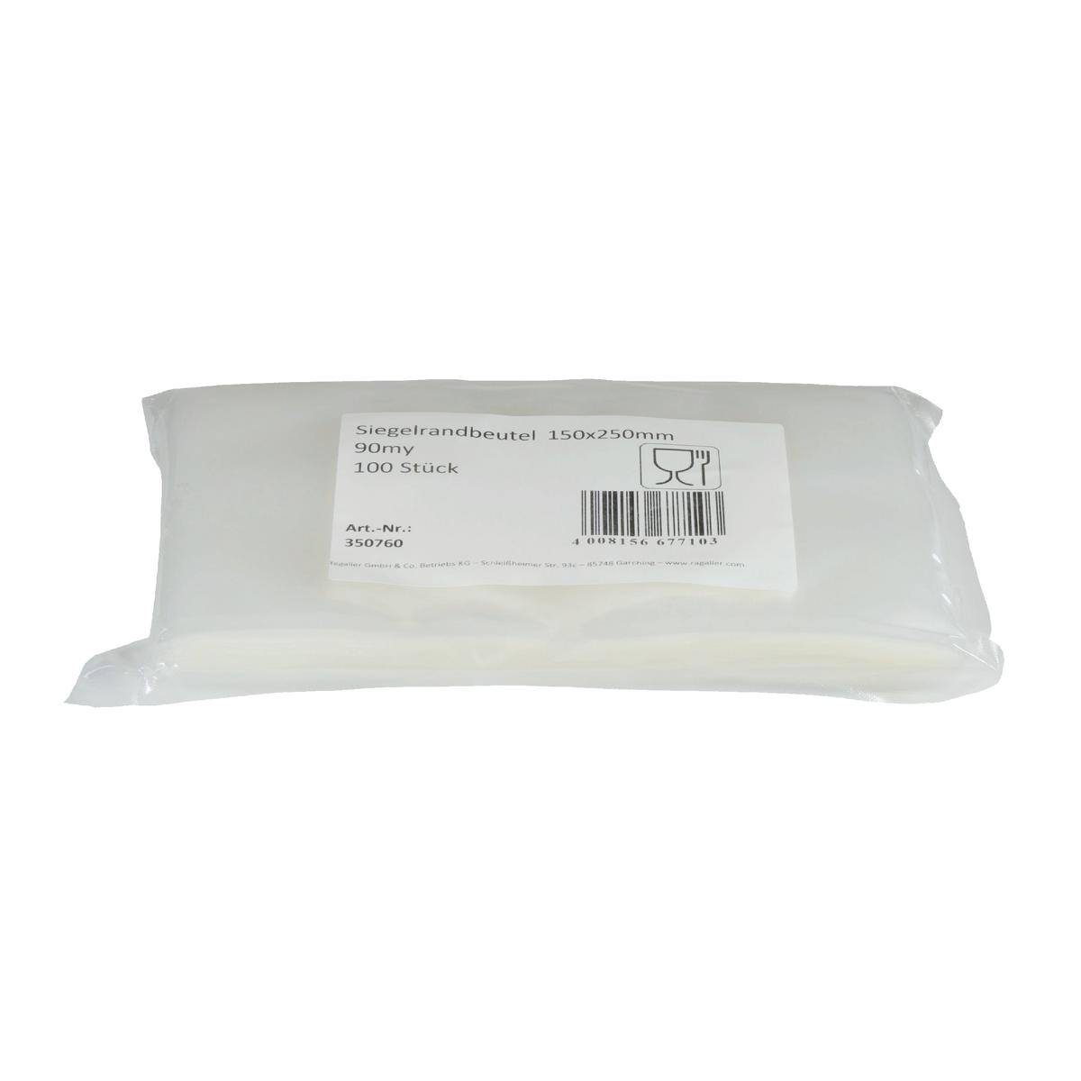 Siegelrandbeutel/Vakuumbeutel 150 x 250 mm, 90 µm | 1000 Stück 10 x100 Stück, -40 °C bis +80 °C, 100% lebensmittelecht