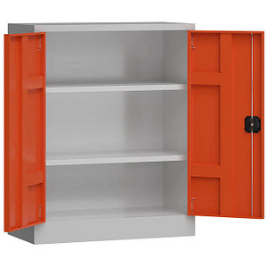 LÜLLMANN Stahlschrank ClassiX X-530314 feuerrot, lichtgrau 80,0 x 38,0 x 100,0 cm, aufgebaut