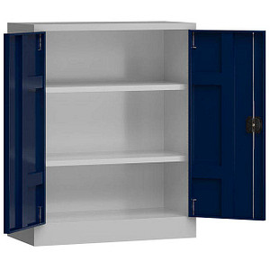 LÜLLMANN Stahlschrank ClassiX X-530311 enzianblau, lichtgrau 80,0 x 38,0 x 100,0 cm, aufgebaut