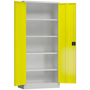 LÜLLMANN Stahlschrank ClassiX X-530336 zinkgelb, lichtgrau 80,0 x 38,0 x 180,0 cm, aufgebaut