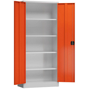 LÜLLMANN Stahlschrank ClassiX X-530334 feuerrot, lichtgrau 80,0 x 38,0 x 180,0 cm, aufgebaut