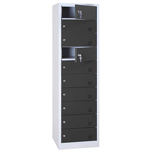 LÜLLMANN Schließfachschrank anthrazit, lichtgrau 526448, 10 Schließfächer 50,0 x 50,0 x 180,0 cm