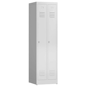 LÜLLMANN Spind ClassiX lichtgrau X-510100, 2 Schließfächer 50,0 x 50,0 x 180,0 cm