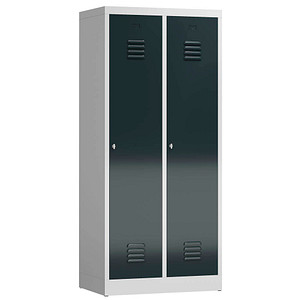 LÜLLMANN Spind ClassiX anthrazit, lichtgrau X-515128, 2 Schließfächer 80,0 x 50,0 x 180,0 cm