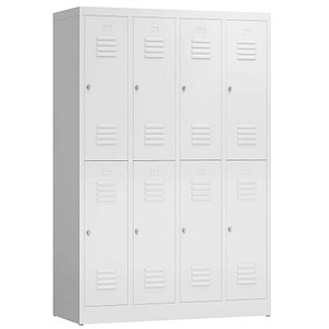 LÜLLMANN Spind ClassiX signalweiß X-520247, 8 Schließfächer 118,5 x 50,0 x 180,0 cm