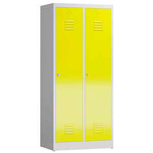 LÜLLMANN Spind ClassiX lichtgrau, zinkgelb X-515126, 2 Schließfächer 80,0 x 50,0 x 180,0 cm