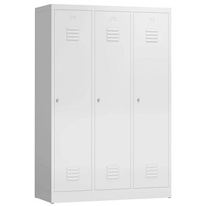 LÜLLMANN Spind ClassiX signalweiß X-515137, 3 Schließfächer 118,5 x 50,0 x 180,0 cm
