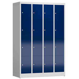 LÜLLMANN Schließfachschrank ClassiX enzianblau, lichtgrau X-520441, 16 Schließfächer 118,5 x 50,0 x 180,0 cm